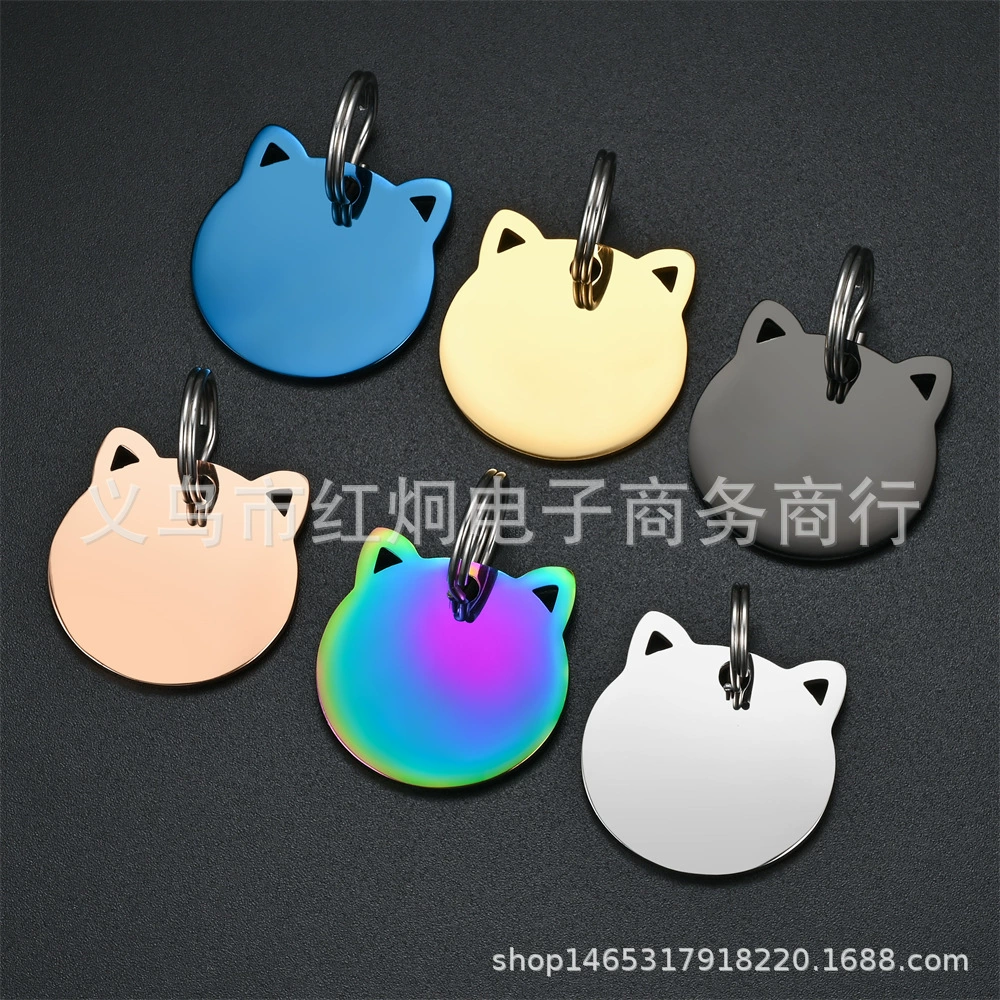 Трансграничная поставка из нержавеющей стали, бренд для домашних животных, титановая стальная бирка для собак, бренд для кошек, металлическая бирка для домашних животных, анти-потерянная бирка, голова кошки, голова собаки