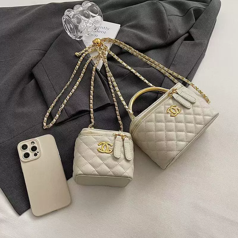 Shoulder Bag Quilted Chain Small Crossbody 2 Sizes, diamond pattern with chain strap