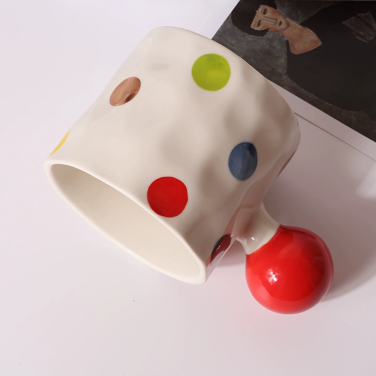 Керамическая чашка Mark Cup с цветными волнистыми точками, креативная круглая чашка для дома, стакан для фруктового сока, чашка для завтрака для девочек, высокая номинальная стоимость