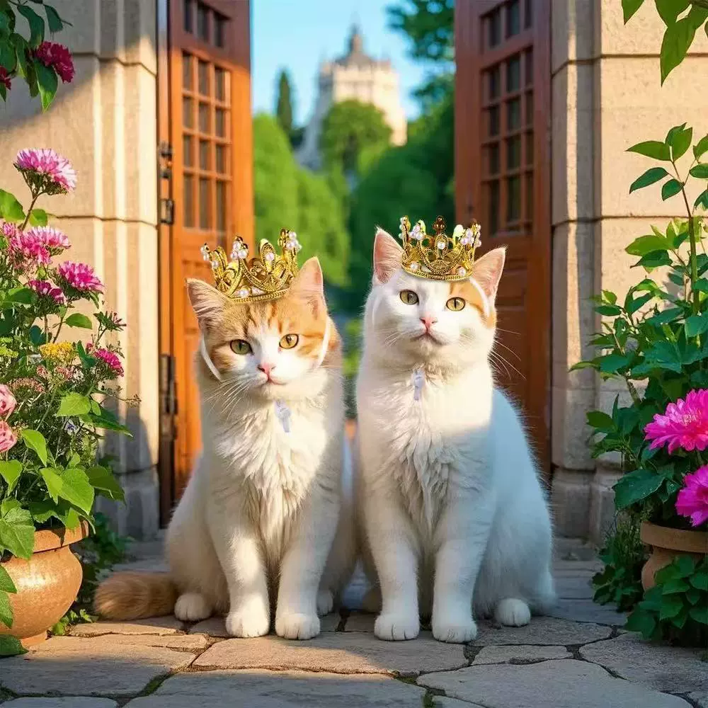 Блестящая шляпа с короной для домашних животных, регулируемая одежда для дня рождения, праздничное украшение для кошек, корона, головной убор, подарок