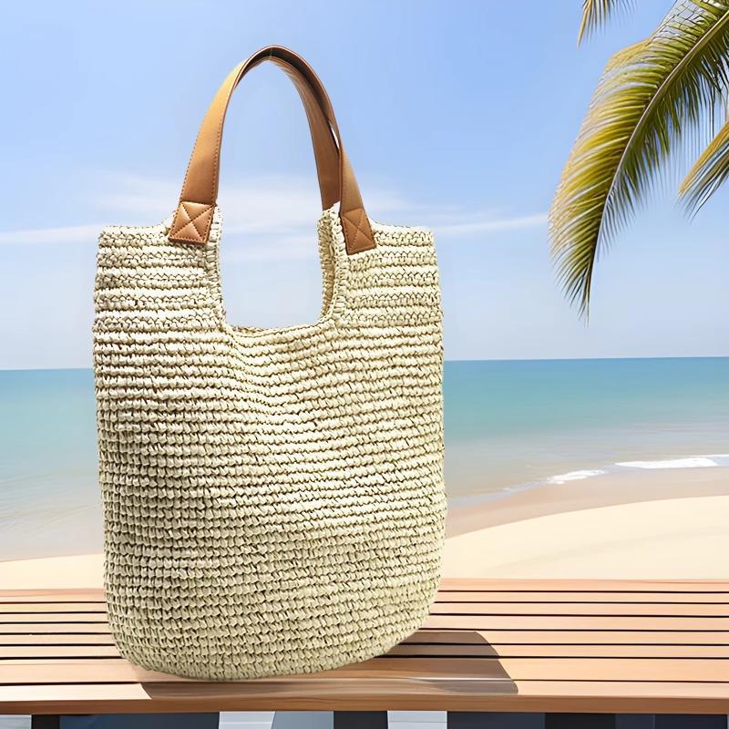 Straw fashionable beach capacious bag one shoulder
