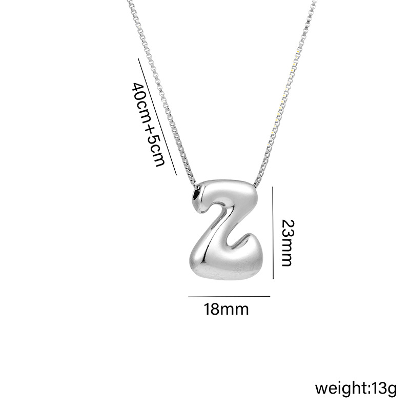 12g Weight Vacuum Plating Gold Plating Process White Gold Plated Plating Material Copper Pendant Material Pendant Necklace Classification Copper Chain Material 1 Piece Quantity Daily Occasion Copper Material Letter Pattern Women's Gender Plating Design Basic Style Copper White Gold Plated Basic Plating Letter Pendant Necklace 26
