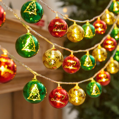 LEDライトストリング クリスマスツリー装飾ライト クリスマスボール 五芒星 天球球 小さなカラフルなライトストリング ホリデー雰囲気ライト