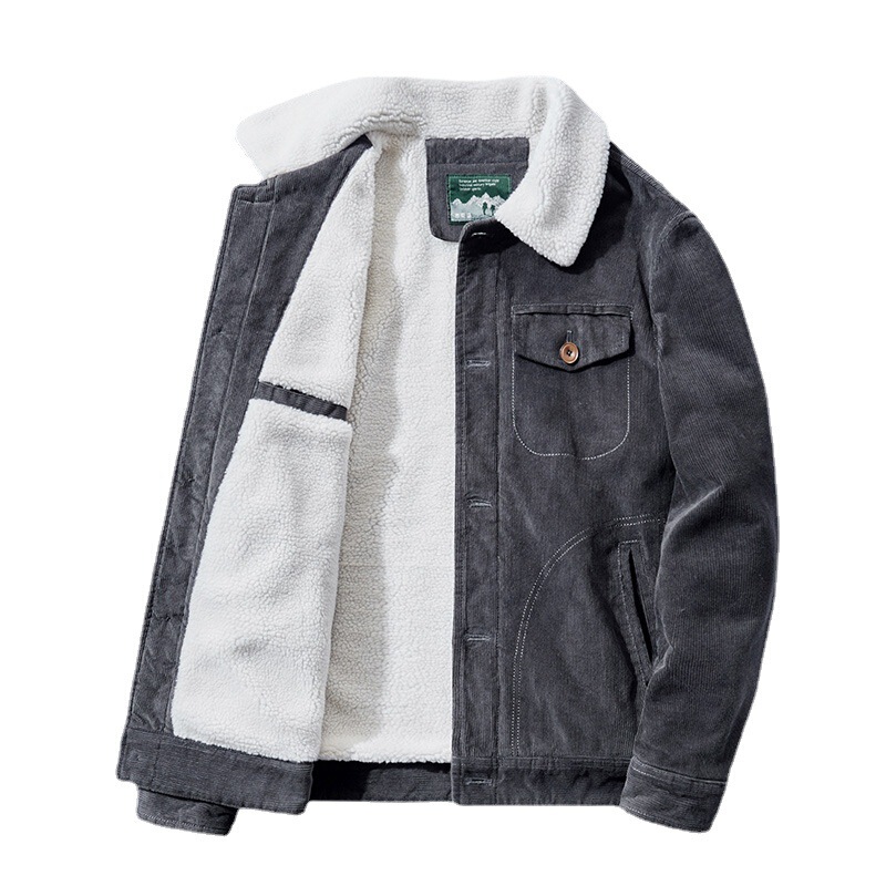 1885 # 2020 New Men's Corduroy Cotton Jacket Casual Plus-Size Men's Coat Fine-Striped Men's Top