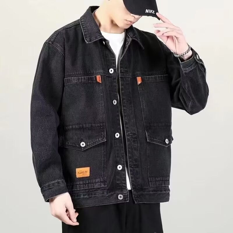 卸売デニムジャケットメンズ春秋レトロハンサムワークウェアカジュアルジャケットトレンディブランドユース多用途ラペルトップ|undefined