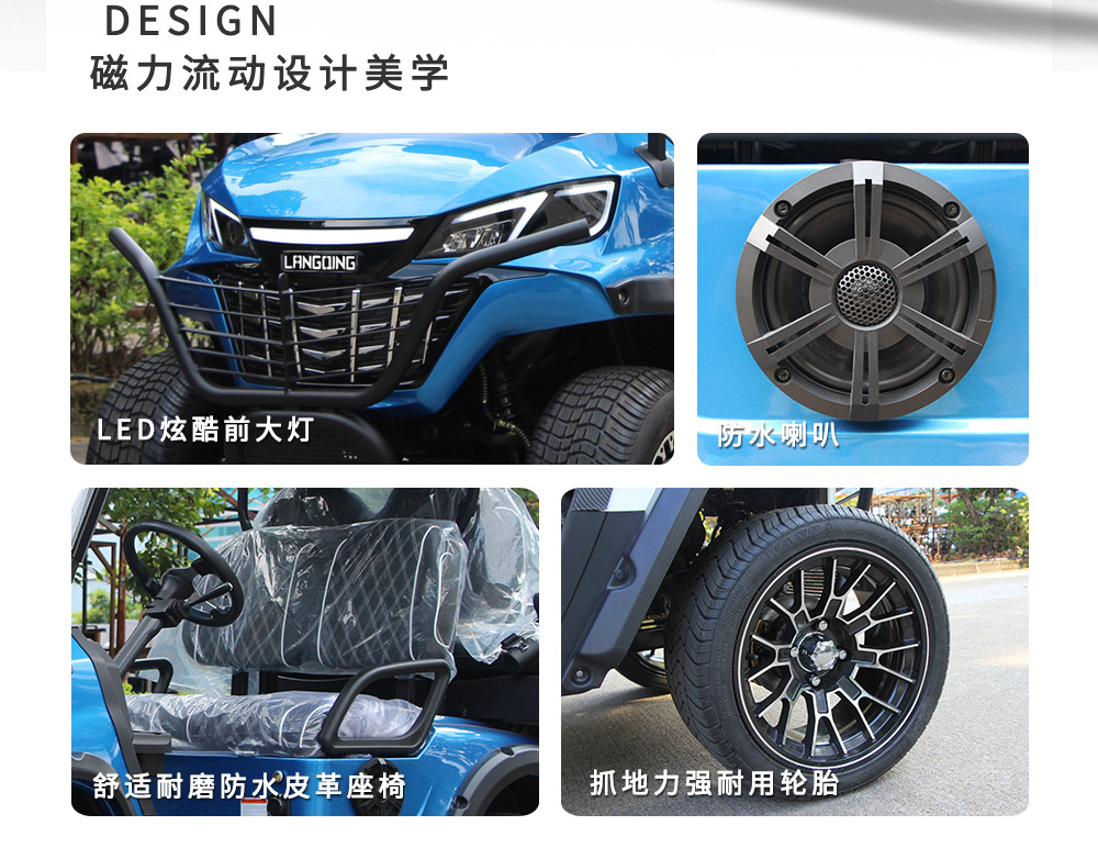 Langqing Electric Golf Cart with Solar Canopy Golf Cart Export Left and Right Steering Wheel Golf Cart Source Manufacturer