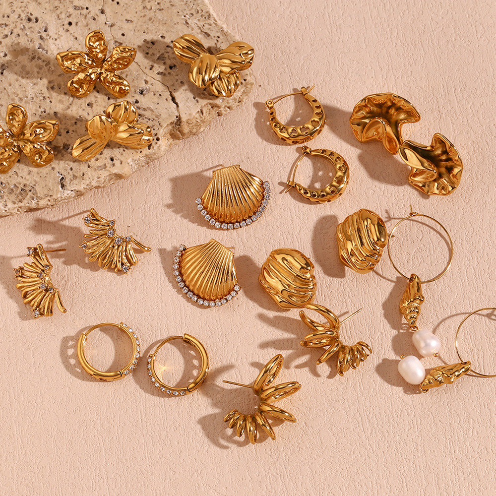 19g Weight 316L Stainless Steel Ear Needle Material 18K Gold Plated Plating Material Earrings, Ear Studs Classification 1 Pair Quantity Daily, Street Occasion 316L Stainless Steel Material Geometric, Flower Pattern All Seasons Season Women's Gender Retro, Simple Style Style Waterproof Non Tarnish, Surgical Steel, Plating Craft 18K Gold Plated 316L Stainless Steel Geometric Flower Waterproof Non Tarnish Surgical Steel Retro Simple Style Earrings Ear Studs For Women's 3