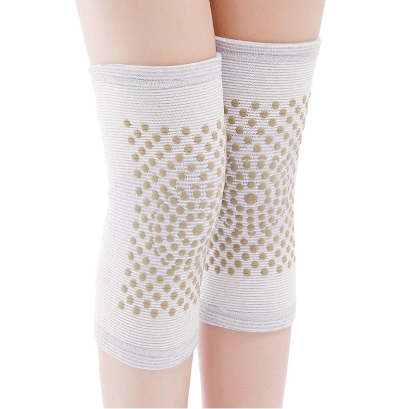 Knitted Tourmaline Dot-Pattern Thickened Warm Mugwort Heating Therapy Knee Pads for Old Cold Knees, Leg Warmers, and Calf Protection
