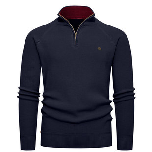 [Amazon AliExpress Special Figure] Men's Vertical Pit Knitted Shirt Half Zipper Stand Neck Thickened Warm Sweater