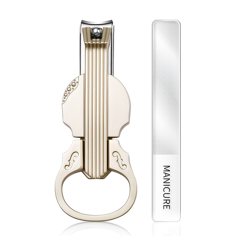 Kit de cuchilla de uñas lupa de acero inoxidable a prueba de salpicaduras violín alicates de uñas abertura de botella de bisel único tijeras de uñas