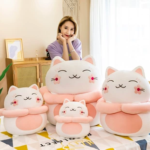 Мягкая игрушка кот-талисман с логотипом для девочек