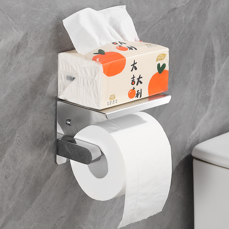 Hotel pistola gris papel higiénico titular 304 Acero inoxidable ponche-libre titular rollo de papel negro perezoso tejido titular ventas directas de la fábrica image 6