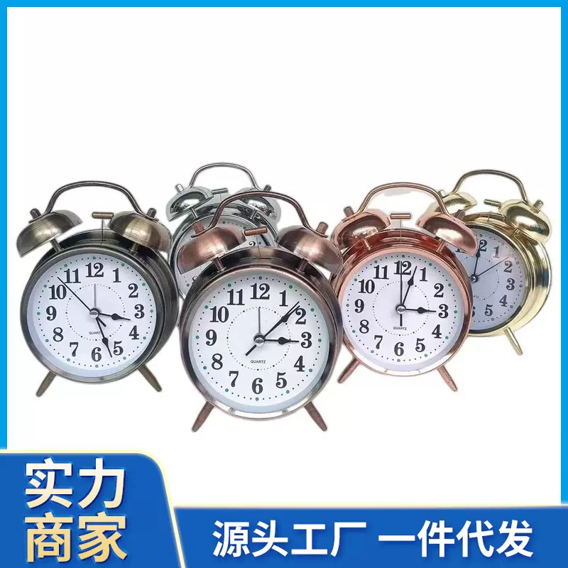 电镀闹钟跨境爆款复古青古红古闹钟打铃时钟床头
