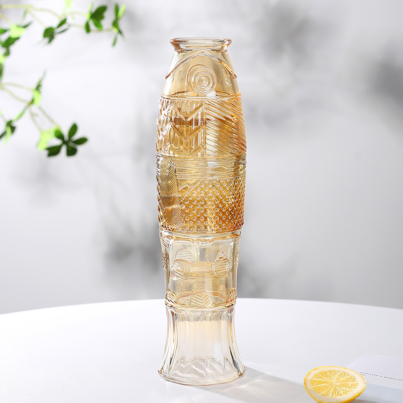 新しいネット有名人スタッキングカップ鯉カップ毎年余分なギフトカップワインカップホテルホームガラスウォーターカップ4点セット|undefined
