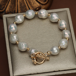 Wrinkled Baroque natural freshwater pearl bracelet retro luxury bracelet rose flower buckle original design wholesale