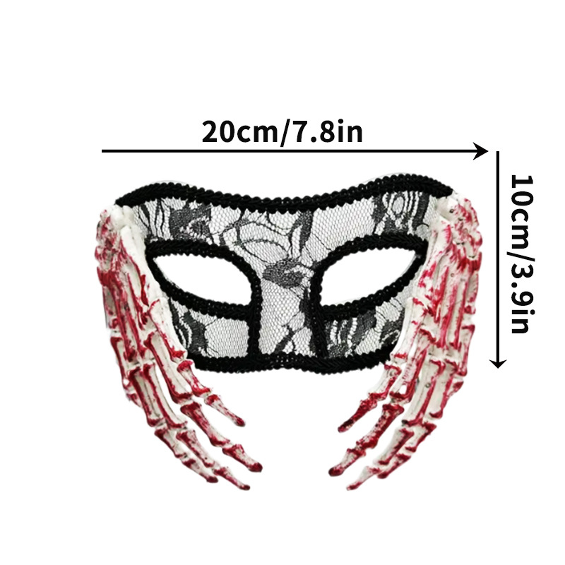 Halloween transfronterizo esqueleto mano máscara de encaje cabeza plana translúcida fiesta de baile de carnaval vestido máscara de mitad de cara