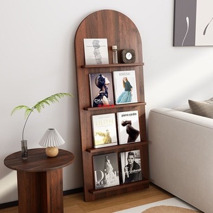 Trendy Ins-Style Vintage Magazine Rack Floor Display Rack Wall-Mounted Book and Newspaper Rack Solid Wood Multi-Layer Storage Rack