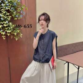 2026夏新款文艺复古无袖牛仔马甲女宽松百搭短袖上衣小众 655