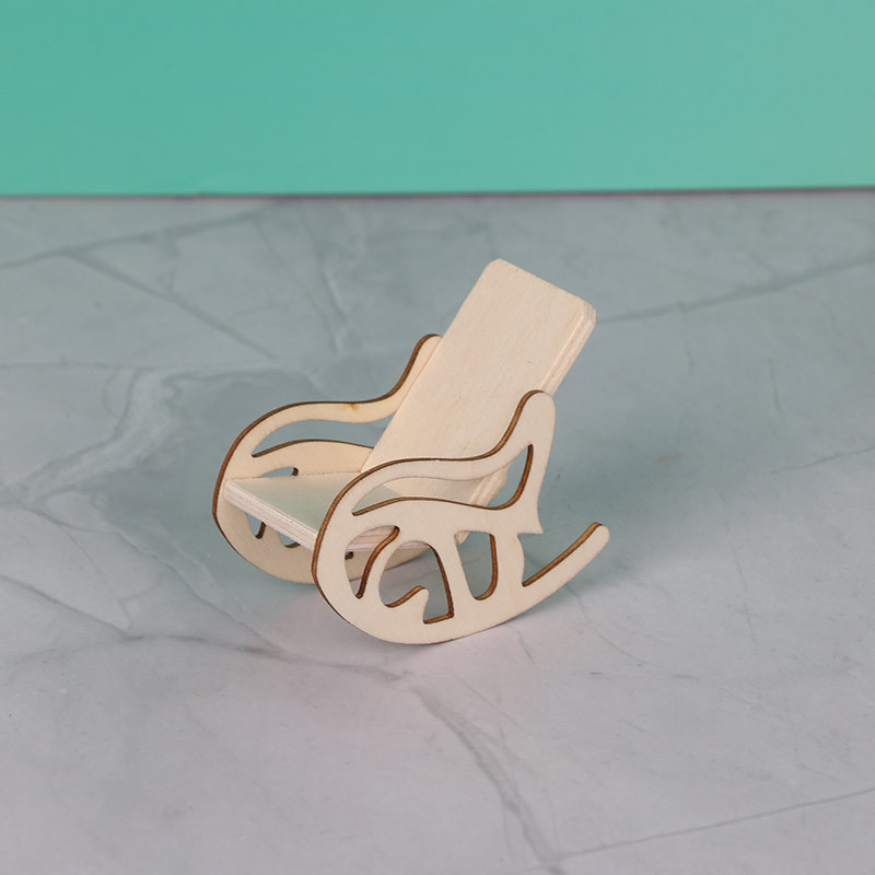 娃娃屋迷你小家具木质DIY仿真工艺品创意微缩家具摇椅模型批发