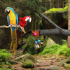 Bird parrot toy with leather leather -ray trees, two -pointer standing rods, six -leaf flower copper bells, bite tree bite