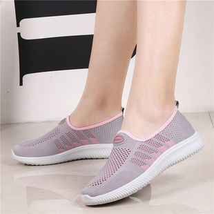 Spring 2024 New Fly Weaver Women's Shoes Stepper Lightweight Soft Sole Sneakers All-match Casual Shoes Breathable Mother Shoes