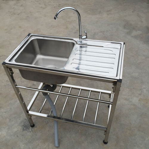 A947 kitchen stainless steel bracket basin sink double slot with bucket basin rack washing vegetables washing face washing dishes work surface