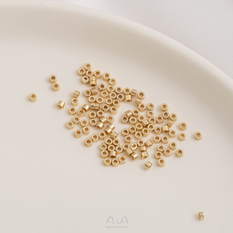 Less than 1mm Hole Size 100 Pieces Quantity 100 Pieces 1.6*0.8 Less Than 1mm Copper 14K Gold Plated Solid Color Polished DIY Jewelry Accessories Beads