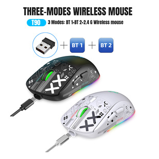 New three-mode wired 2.4G Bluetooth wireless mouse RGB luminous wireless game Mouse cross-border explosions 650MAH