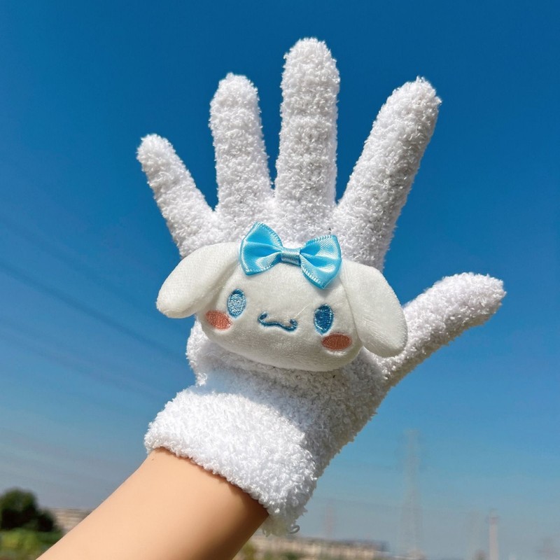 新しい漫画手袋ぬいぐるみ手袋サンゴフリース学生サイクリング指手袋女性冬暖かいニット冬|undefined
