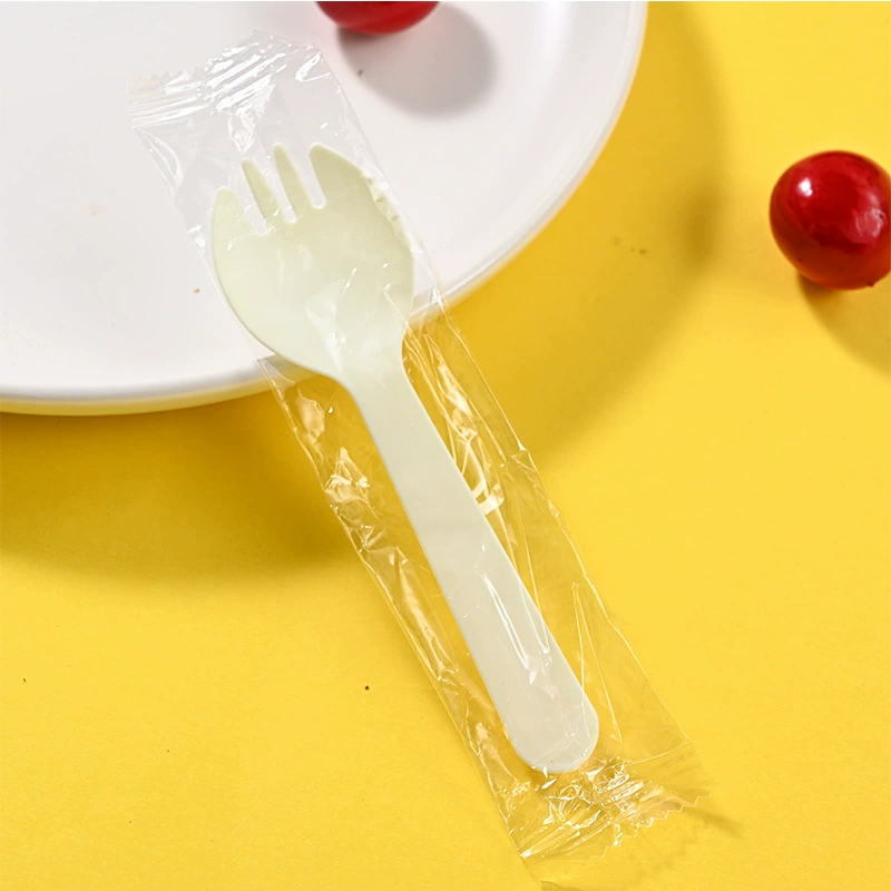 Plastic disposable spoon, fruit fork, dessert pack for ice cream, increased thickness