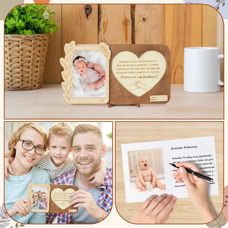 Wooden Photo Frame Baby Baptism Commemorative Ornament, Creative Home Decoration Gift, First Choice for Parents' Gifts