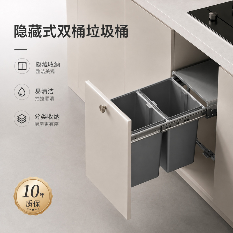 Nuoyuyou Kitchen Trash Can Cabinet Hidden Drawer Classification Storage Bin Household Square Plastic with Lid Nuoyuyou Kitchen Trash Can Cabinet Hidden Drawer Classification Storage Bin Household Square Plastic with Lid