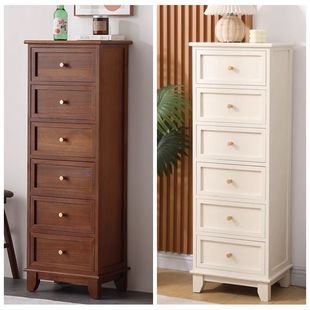 Solid Wood Cabinet of Drawers Living Room Corner Cabinet Drawer Storage Cabinet Bedroom Bedside Table Storage Mini Wooden Narrow Cabinet