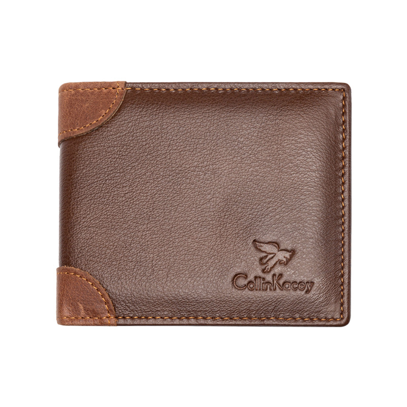 Nueva Cartera de piel de vaca de los hombres de la bolsa de identificación ocasional de la moda corto de plata bolsa de negocios multi-tarjeta de la cartera de fábrica al por mayor