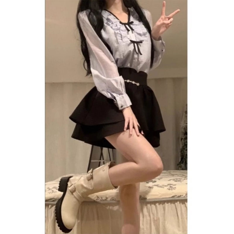 秋装搭配一整套韩剧穿搭茶系小个子辣妹甜美小香风连衣裙子套装女|undefined
