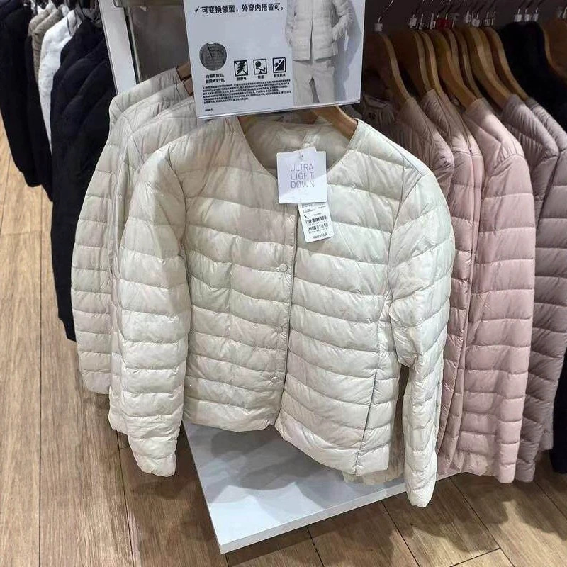 90% down Japanese-Style Fitting Room New High-End Lightweight down Jacket for Women, Round Neck V-Neck Thin down Inner Layer, Portable