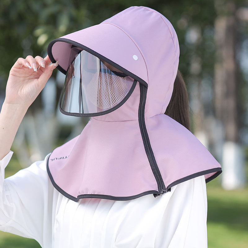Rotating Lens Sunshade Hat for Women, Summer Wide-Brimmed Sun Protection Shawl, Face-Covering Tea-Picking Hat, Uv Protection Hat, Versatile
