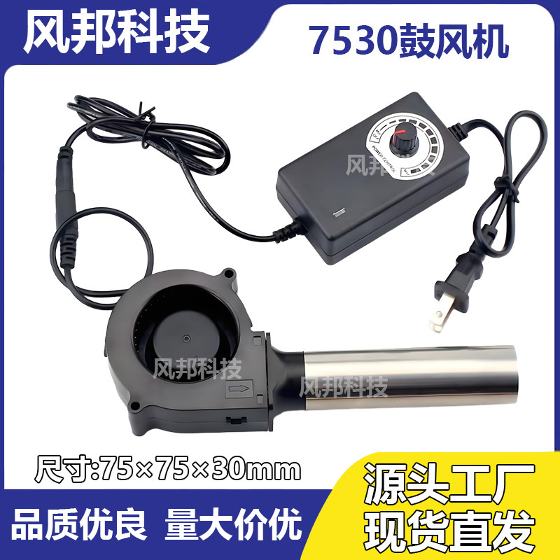7530 Blower with Long Tube Head 220V Household Adjustable Speed Wood Stove Oil Barbecue Grill Silent Ready Stock Direct Delivery