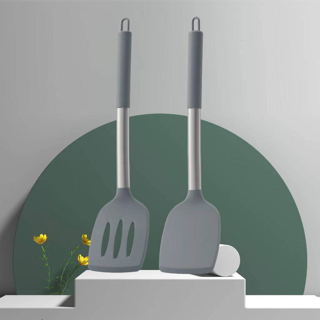 실리콘 손잡이가 있는 회색 강관 세트(밀도 삽 + 누락 삽) 2개 세트