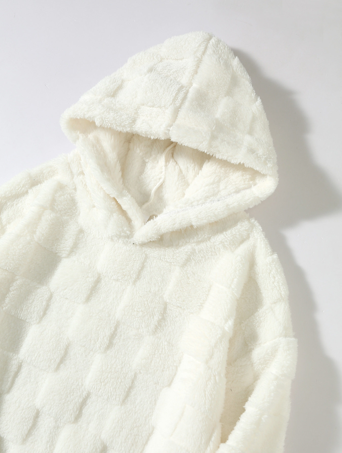 Men's Hooded Sweatshirt For Men Coral Fleece Plaid Casual Outerwear_voghion.com