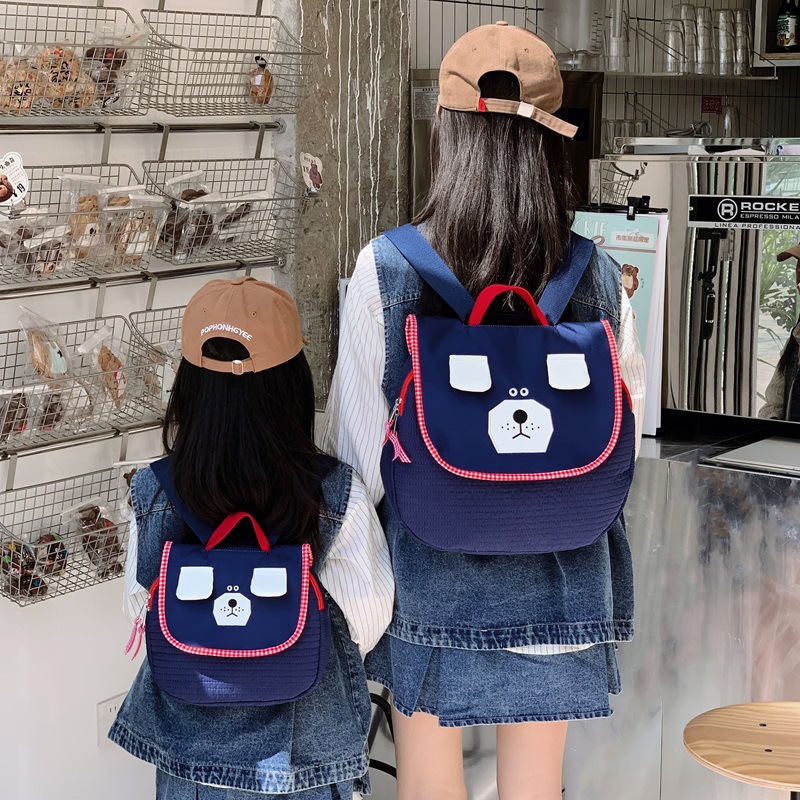 Ins-wind coreano color contraste mochila infantil niños niños niños niñas lindos caricaturas perros mochila infantil mochila bebé