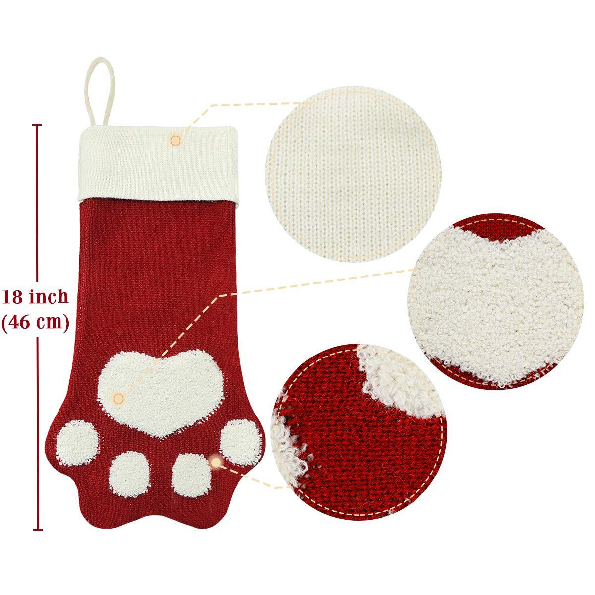 Amazon suministros de decoración de navidad regalo de navidad calcetines estilo rural perro pata árbol de navidad decoraciones chimenea calcetines colgantes