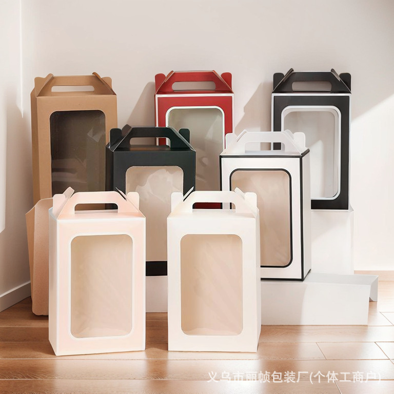 Valentine's Day Window-Opening Suitcase Thickeneded Transparent Gift Box Birthday Flowers Accompanying Gift Box Foldableable Paper Box