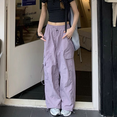 YLY パラシュートワークパンツ 春夏新作 香港風 ゆったり ドローストリング ワイドレッグ ジョガーパンツ レディース トレンド