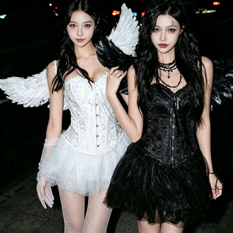 Halloween Outfit Cosplay Costume Little Devil Pure Desire Style Angel Best Friend Set Strapless Tutu Skirt Forbidden Desire Style Summer Halloween Outfit Cosplay Costume Little Devil Pure Desire Style Angel Best Friend Set Strapless Tutu Skirt Forbidden Desire Style Summer