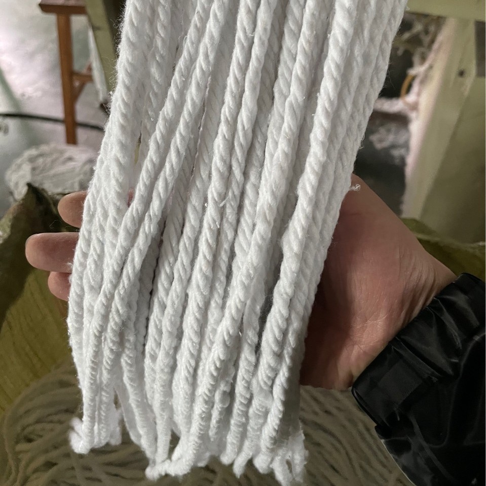 厂家直销出口欧美非洲拖把纱摩擦纺绳地拖线特白中白奶白纤维精纺