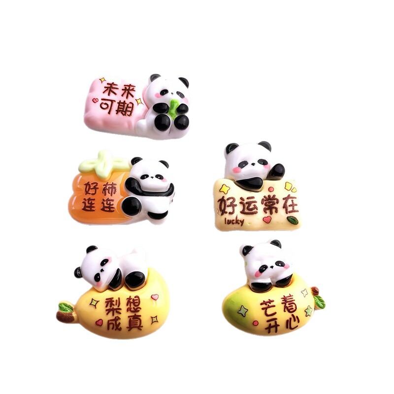 可爱字牌熊猫树脂配件diy手机壳发夹水杯中控车载贴片材料批发|undefined