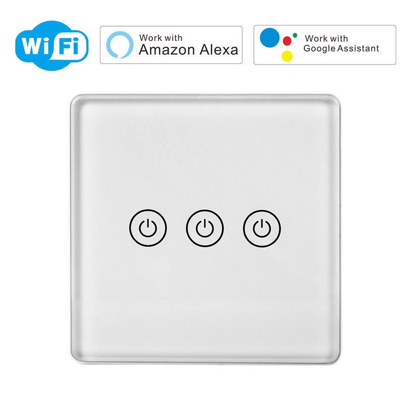 智能家居墙壁开关涂鸦智能开关WIFI遥控中规欧规零火版86触摸开关