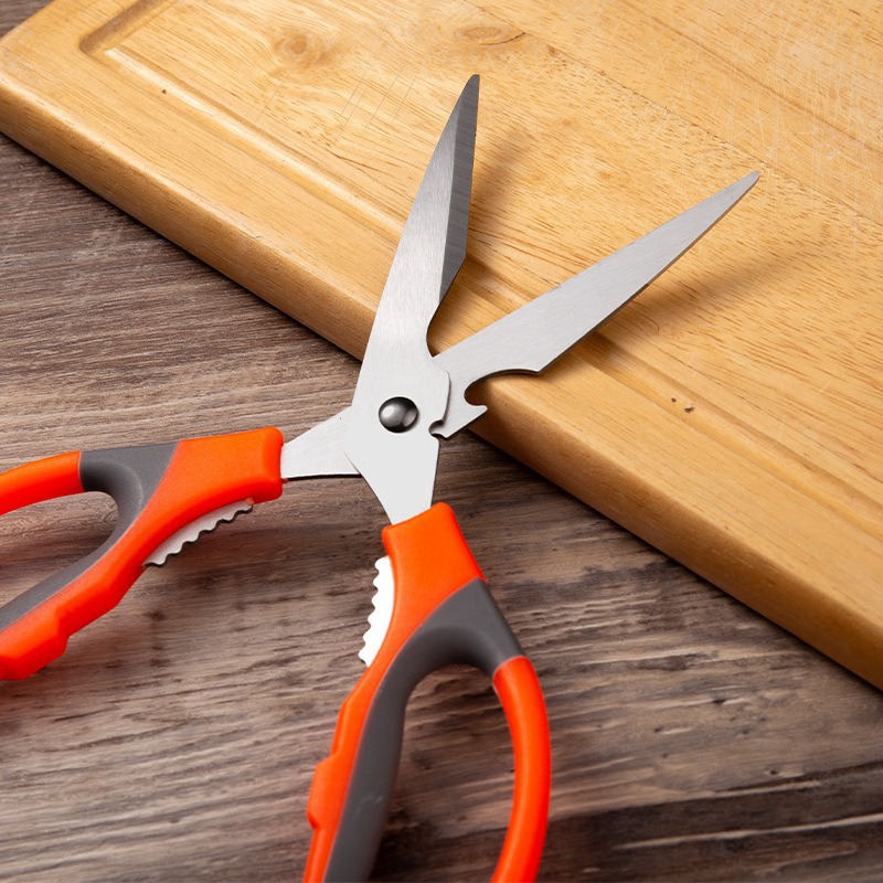 Acero inoxidable tijeras de pollo domésticas para cocina, mango antideslizante afilado, abrazadera de botella multifuncional, tijeras de barbacoa de nuez