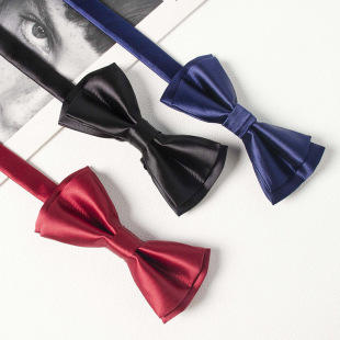 Ready Stock Wholesale Upper and Lower Pieces Men's Bows Formal Business Korean Style Fashion Groom Groomsmen Solid Color Black Bows
